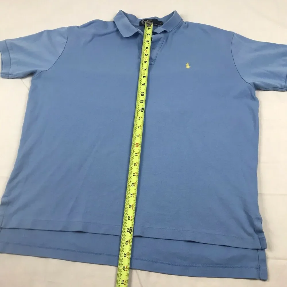 Vintage RALPH LAUREN MENS POLO SHIRT‎ SIZE L LARGE Blue SHORT SLEEVE 100% COTTON